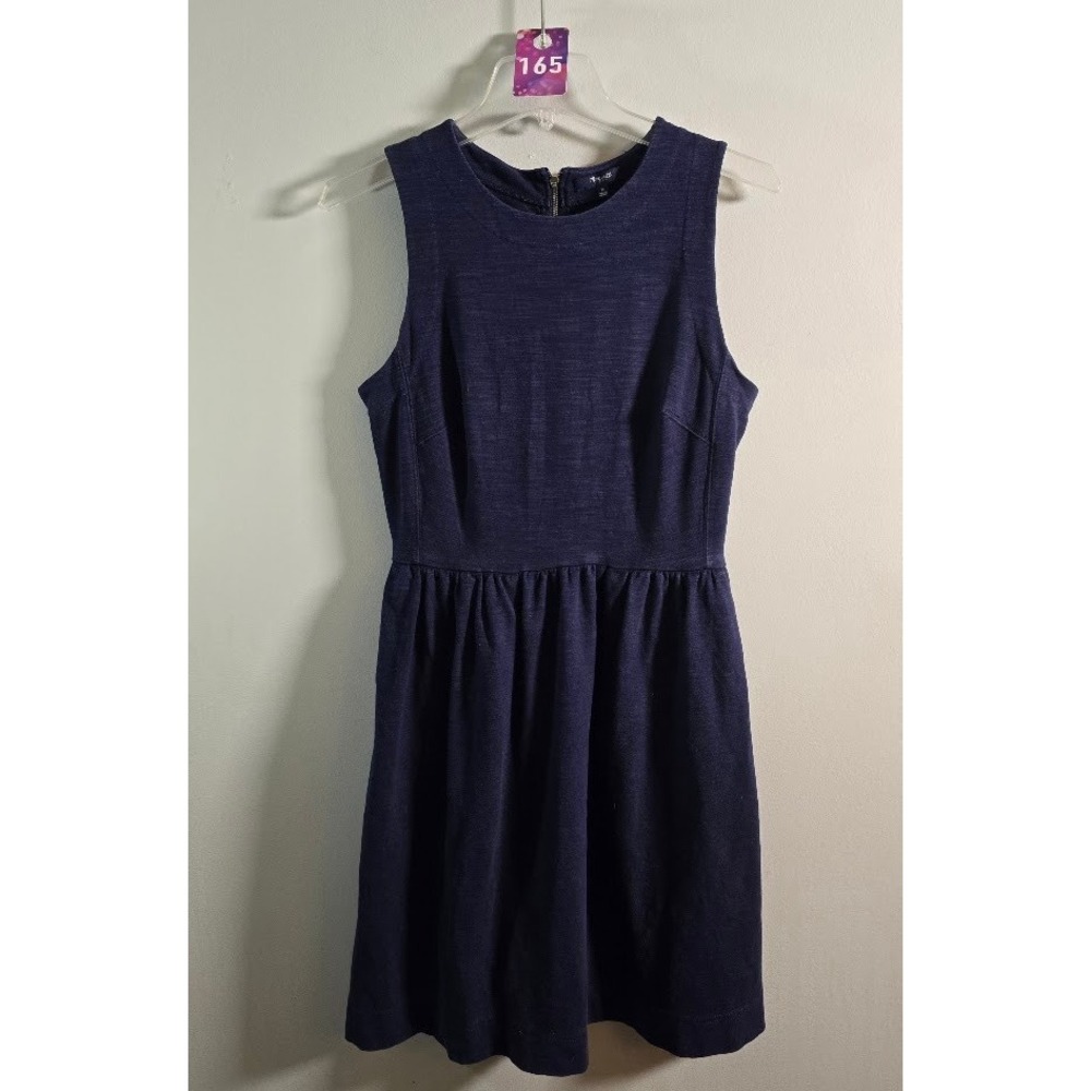 Madewell Womens Keynote Ponte Dress Fit and Flare Navy Blue Sleeveless Pockets M